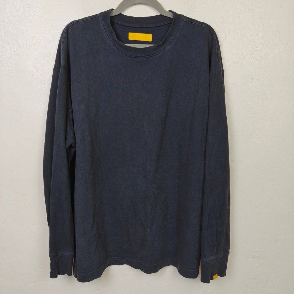 Yellow Label Mens Tee Large Black Long Sleeve Cotton Crew Neck Gorpcore